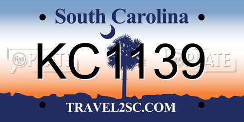 KC1139 South Carolina License Plate
