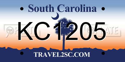 KC1205 South Carolina License Plate