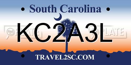 KC2A3L South Carolina License Plate
