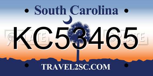 KC53465 South Carolina License Plate