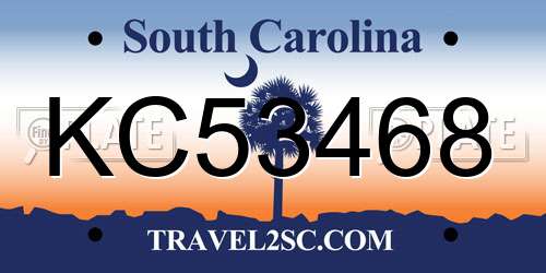 KC53468 South Carolina License Plate
