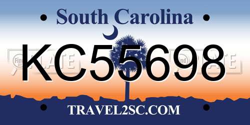 KC55698 South Carolina License Plate