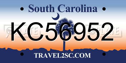 KC56952 South Carolina License Plate