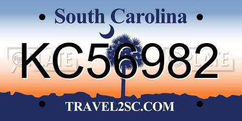 KC56982 South Carolina License Plate