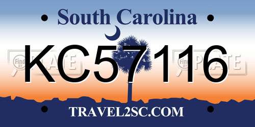 KC57116 South Carolina License Plate