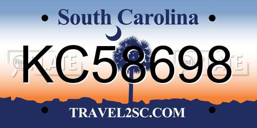 KC58698 South Carolina License Plate