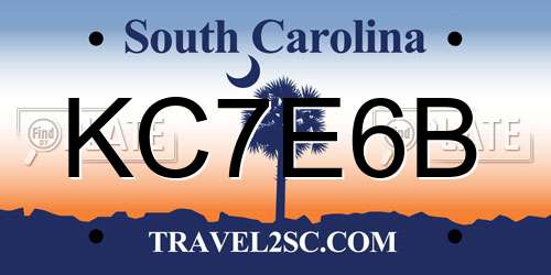 KC7E6B South Carolina License Plate