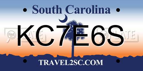 KC7E6S South Carolina License Plate