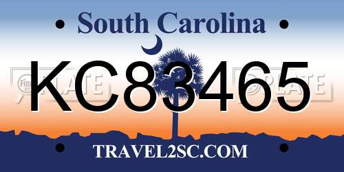 KC83465 South Carolina License Plate