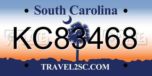 KC83468 South Carolina License Plate