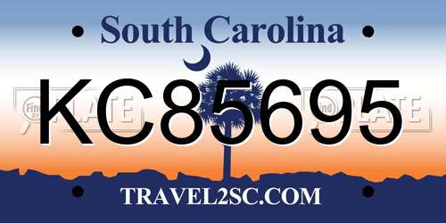 KC85695 South Carolina License Plate