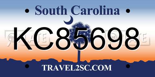 KC85698 South Carolina License Plate