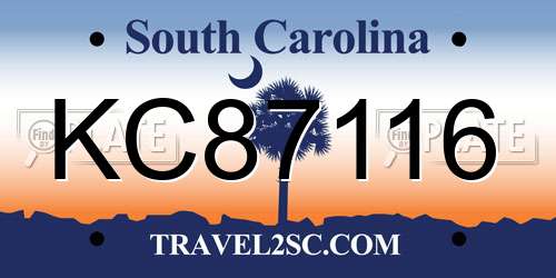 KC87116 South Carolina License Plate