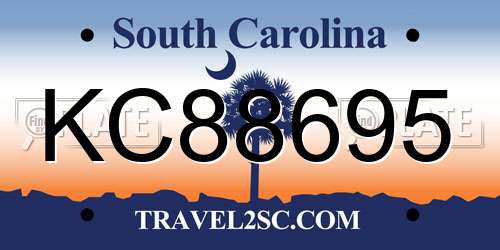 KC88695 South Carolina License Plate