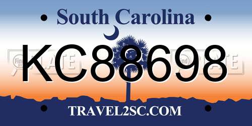 KC88698 South Carolina License Plate
