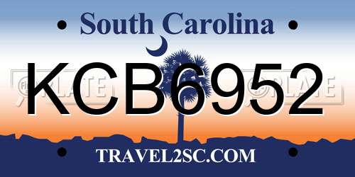 KCB6952 South Carolina License Plate