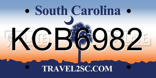 KCB6982 South Carolina License Plate