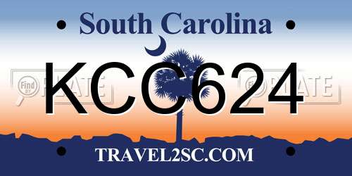 KCC624 South Carolina License Plate