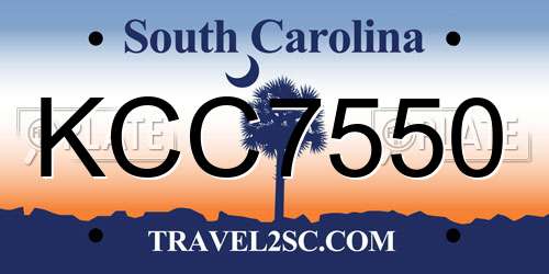 KCC7550 South Carolina License Plate