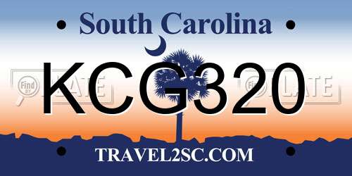 KCG320 South Carolina License Plate