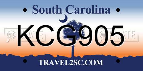 KCG905 South Carolina License Plate