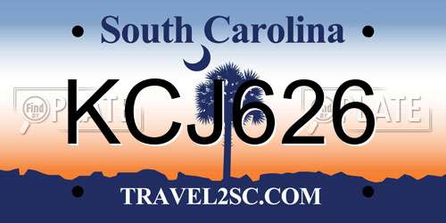 KCJ626 South Carolina License Plate