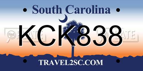 KCK838 South Carolina License Plate
