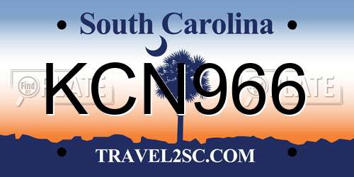 KCN966 South Carolina License Plate