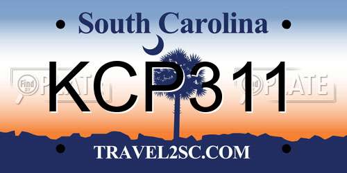 KCP311 South Carolina License Plate