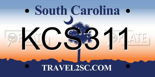 KCS311 South Carolina License Plate