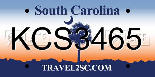 KCS3465 South Carolina License Plate