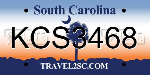 KCS3468 South Carolina License Plate