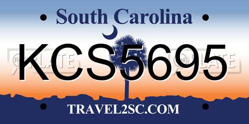 KCS5695 South Carolina License Plate