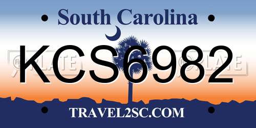 KCS6982 South Carolina License Plate