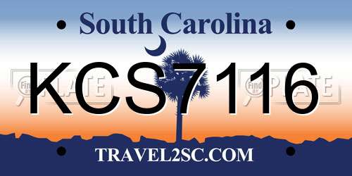 KCS7116 South Carolina License Plate