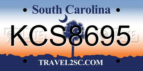 KCS8695 South Carolina License Plate