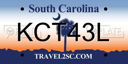 KCT43L South Carolina License Plate