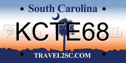 KCTE68 South Carolina License Plate