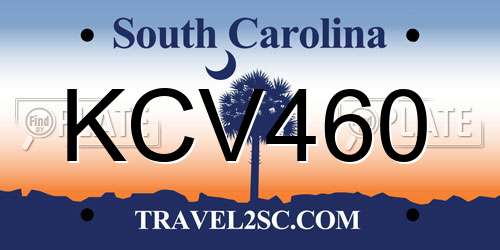 KCV460 South Carolina License Plate