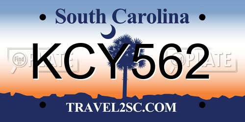 KCY562 South Carolina License Plate