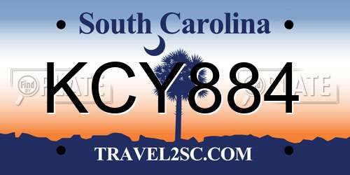 KCY884 South Carolina License Plate
