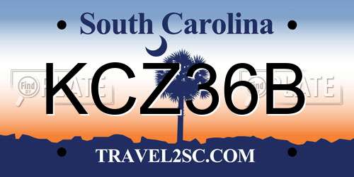 KCZ36B South Carolina License Plate