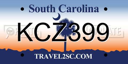 KCZ399 South Carolina License Plate