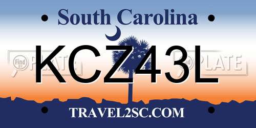 KCZ43L South Carolina License Plate