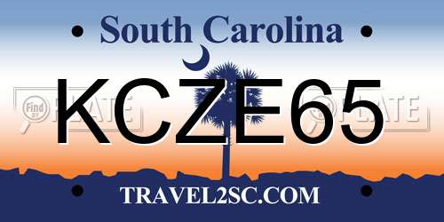 KCZE65 South Carolina License Plate