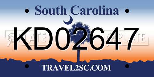 KD02647 South Carolina License Plate