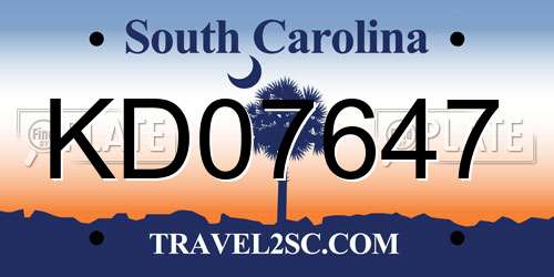 KD07647 South Carolina License Plate