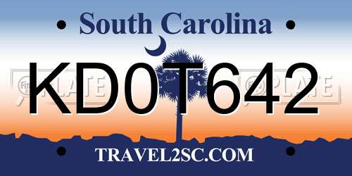 KD0T642 South Carolina License Plate