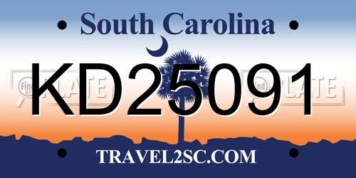 KD25091 South Carolina License Plate