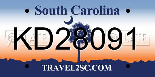KD28091 South Carolina License Plate